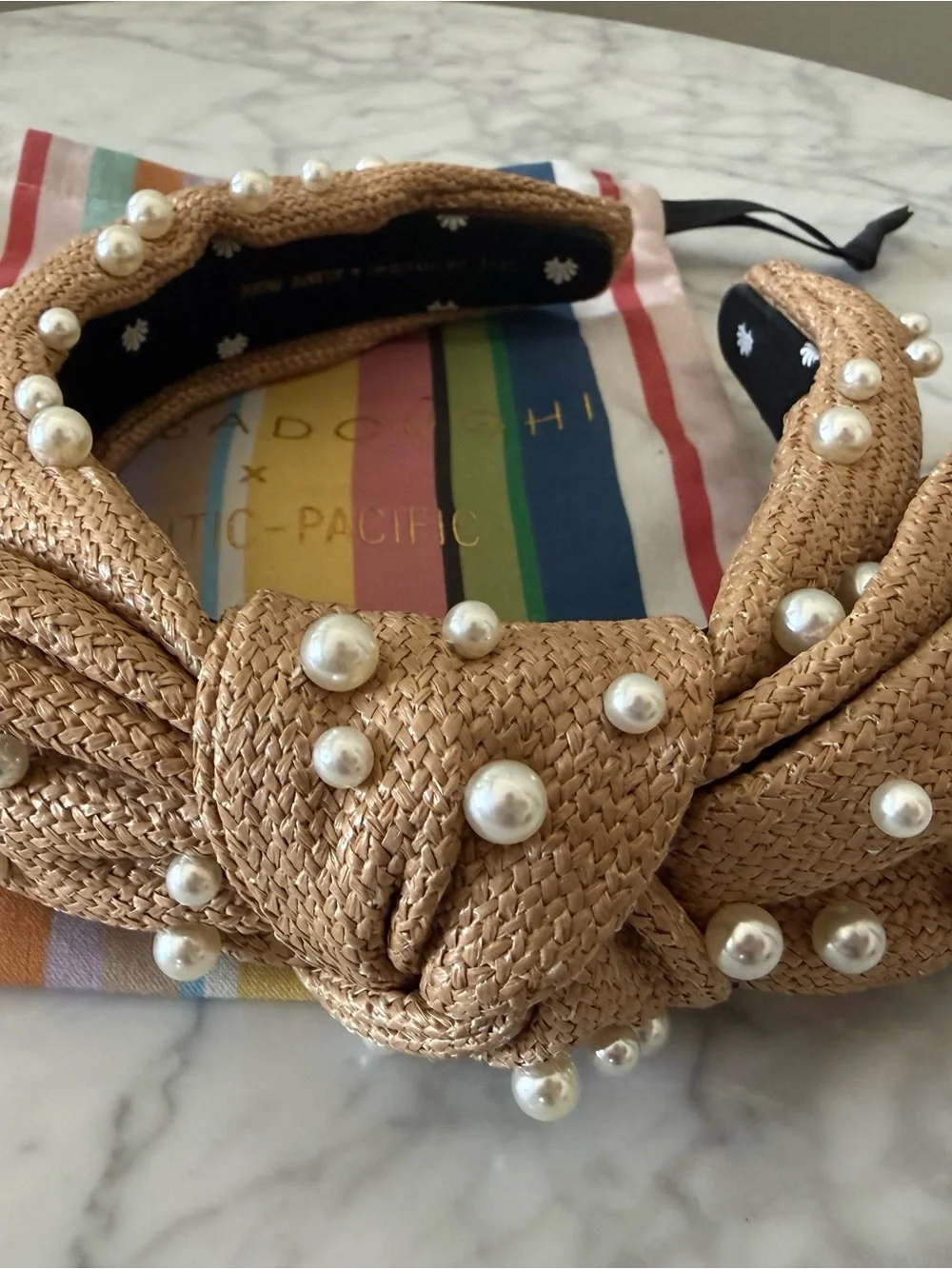 Lele Sadoughi x Atlantic Pacific Holly Raffia Pearl Headband